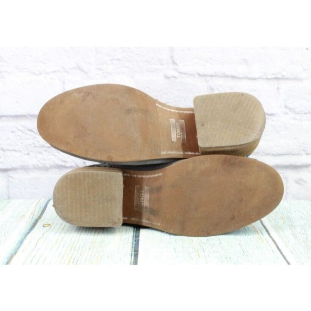 Toms Gray Suede Slip On Block Heel Chelsea Ankle Boots Size 10 - Picture 9 of 9